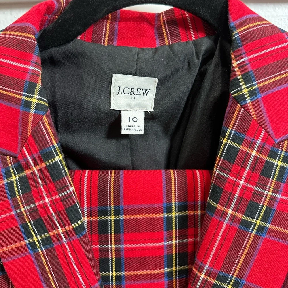 J. Crew Vibrant Holiday Red Plaid Suit (Trousers & Blazer)